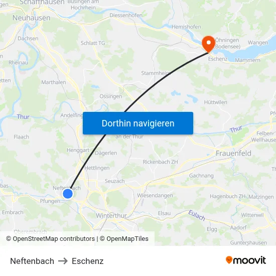 Neftenbach to Eschenz map