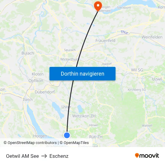Oetwil AM See to Eschenz map