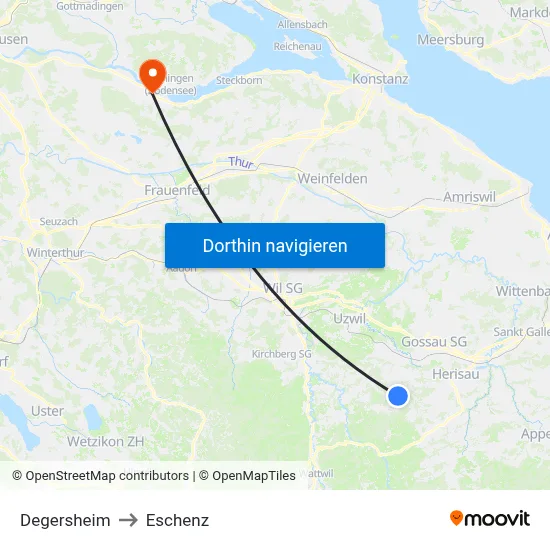 Degersheim to Eschenz map