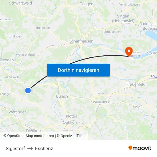 Siglistorf to Eschenz map