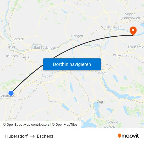 Hubersdorf to Eschenz map