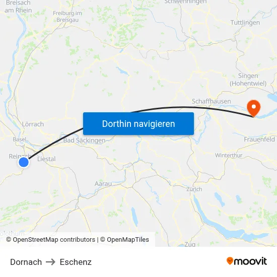 Dornach to Eschenz map