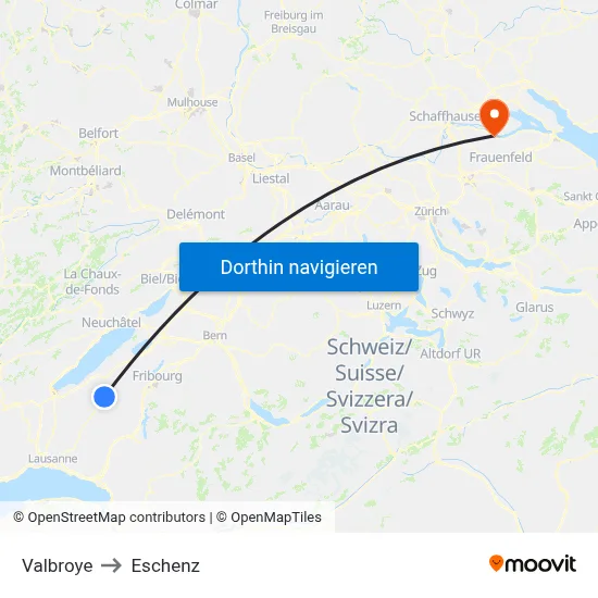 Valbroye to Eschenz map