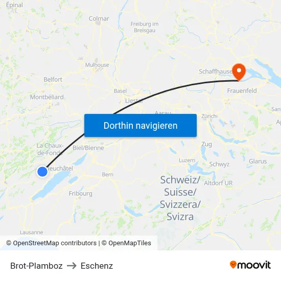 Brot-Plamboz to Eschenz map
