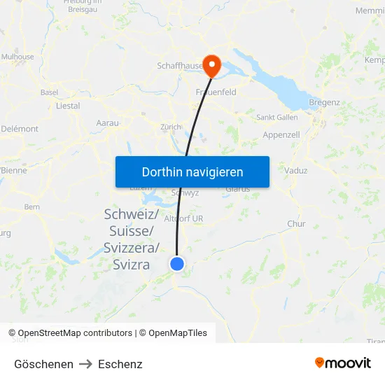 Göschenen to Eschenz map