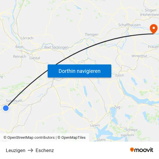 Leuzigen to Eschenz map