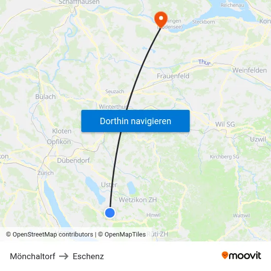 Mönchaltorf to Eschenz map