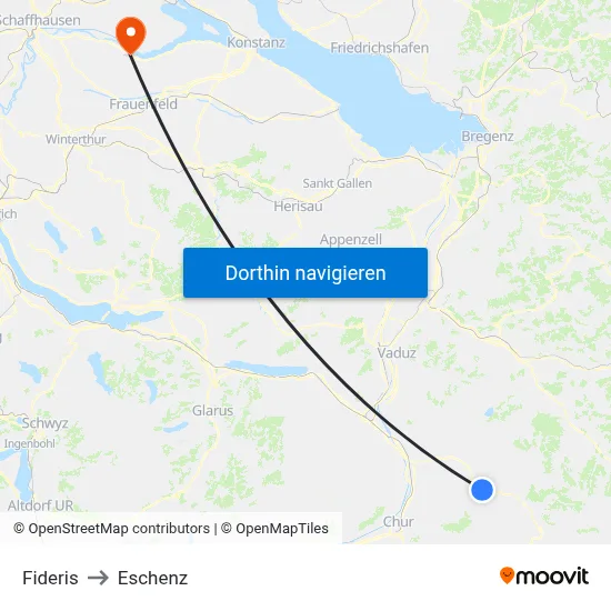 Fideris to Eschenz map