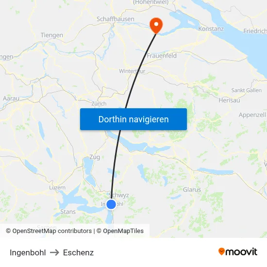 Ingenbohl to Eschenz map