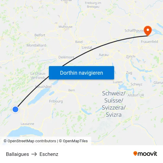 Ballaigues to Eschenz map