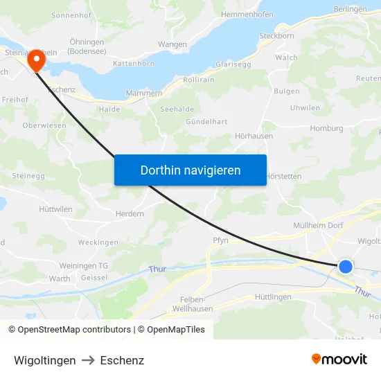 Wigoltingen to Eschenz map