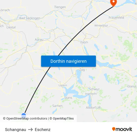 Schangnau to Eschenz map