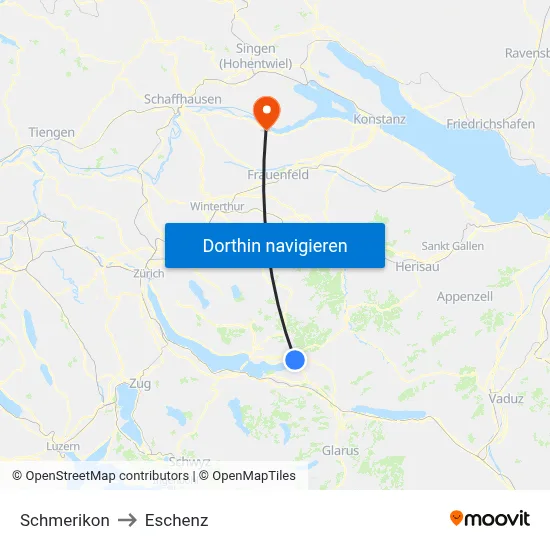 Schmerikon to Eschenz map