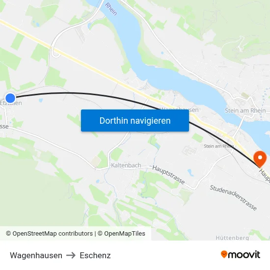 Wagenhausen to Eschenz map