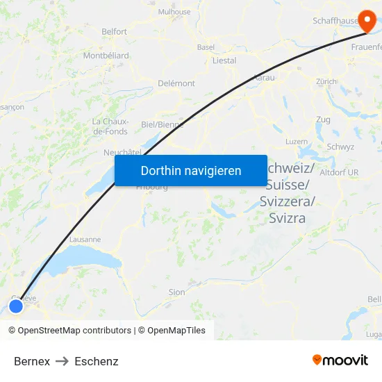 Bernex to Eschenz map