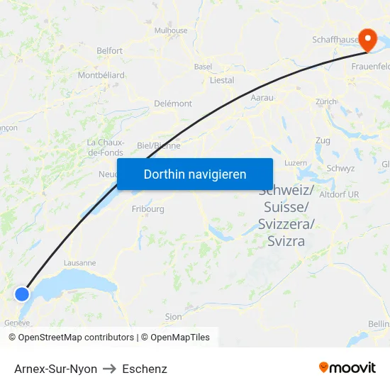 Arnex-Sur-Nyon to Eschenz map