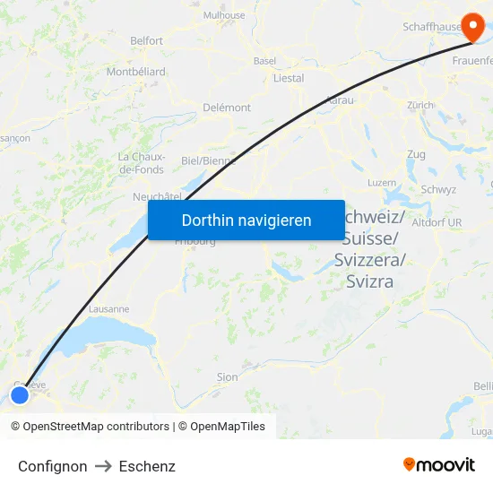Confignon to Eschenz map