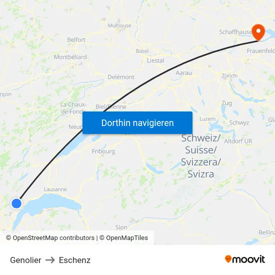 Genolier to Eschenz map