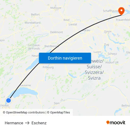 Hermance to Eschenz map
