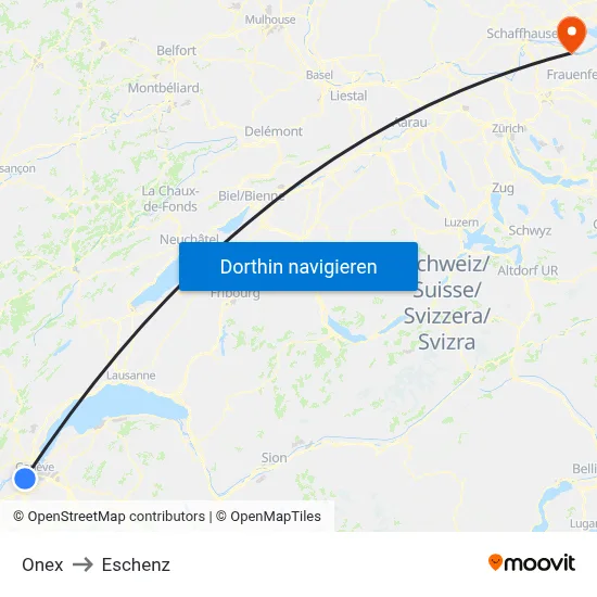 Onex to Eschenz map