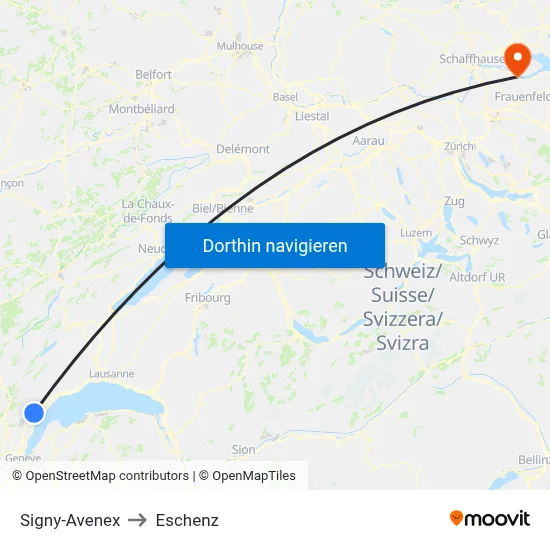 Signy-Avenex to Eschenz map