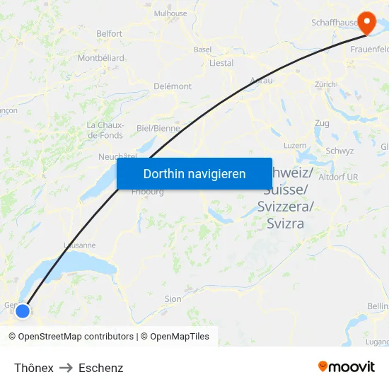 Thônex to Eschenz map