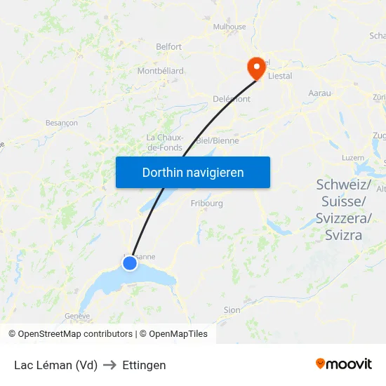 Lac Léman (Vd) to Ettingen map