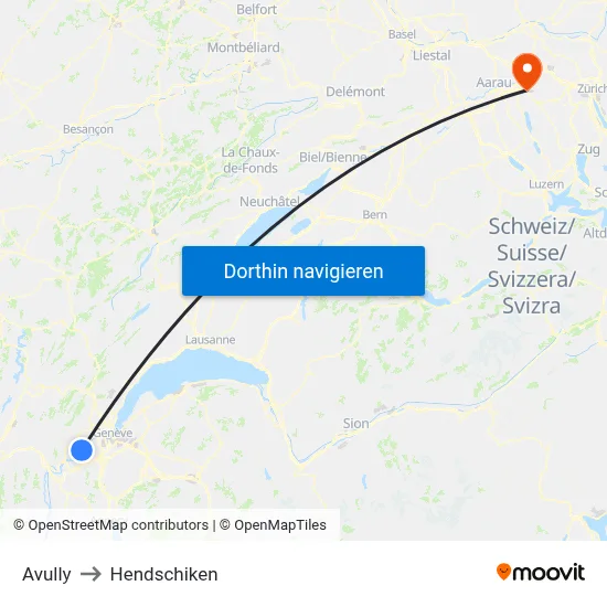 Avully to Hendschiken map