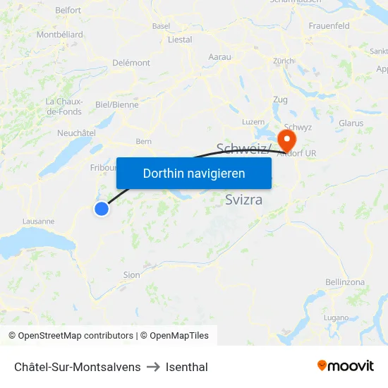 Châtel-Sur-Montsalvens to Isenthal map