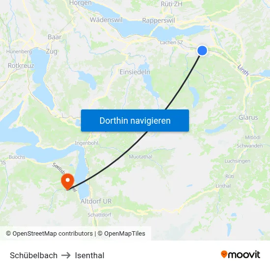 Schübelbach to Isenthal map