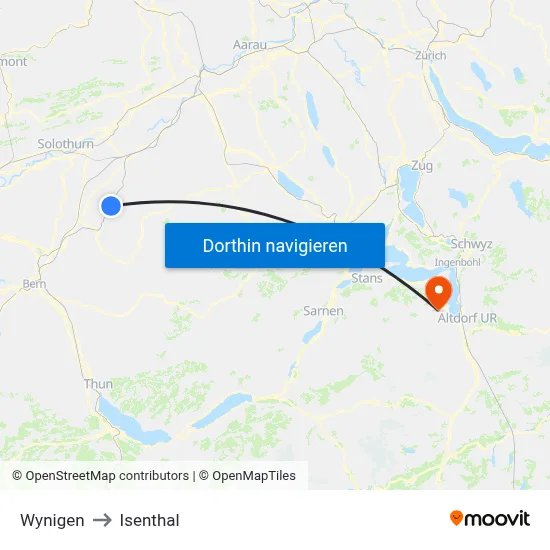 Wynigen to Isenthal map