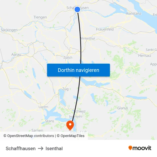 Schaffhausen to Isenthal map
