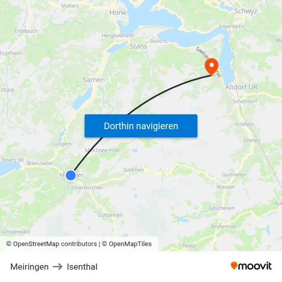 Meiringen to Isenthal map