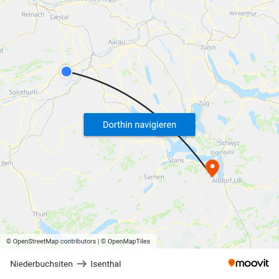 Niederbuchsiten to Isenthal map