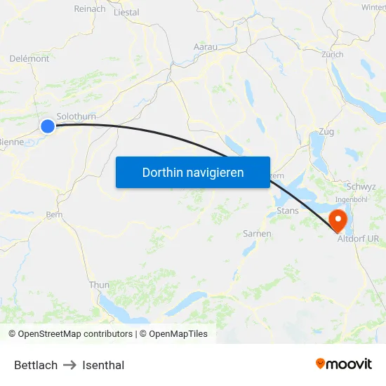 Bettlach to Isenthal map