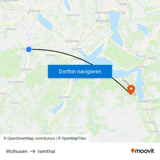 Wolhusen to Isenthal map
