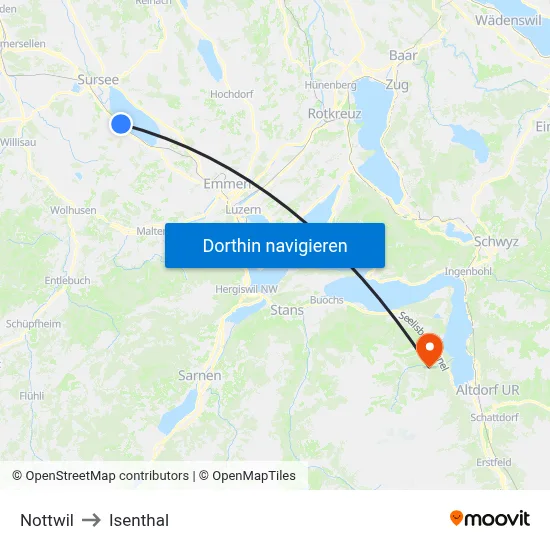 Nottwil to Isenthal map