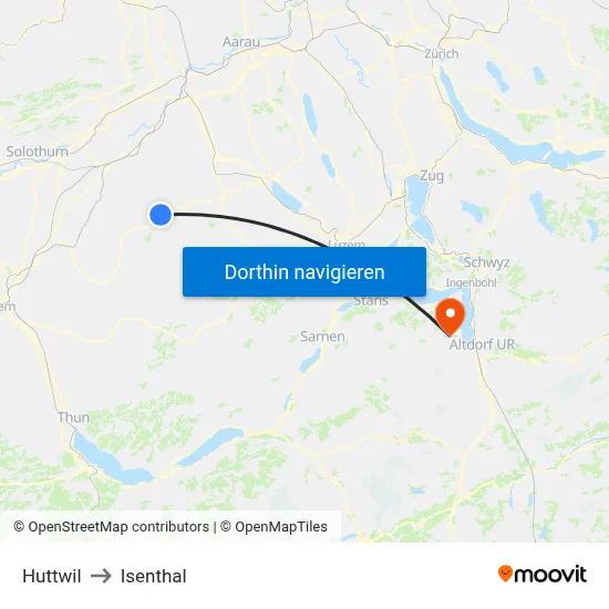 Huttwil to Isenthal map