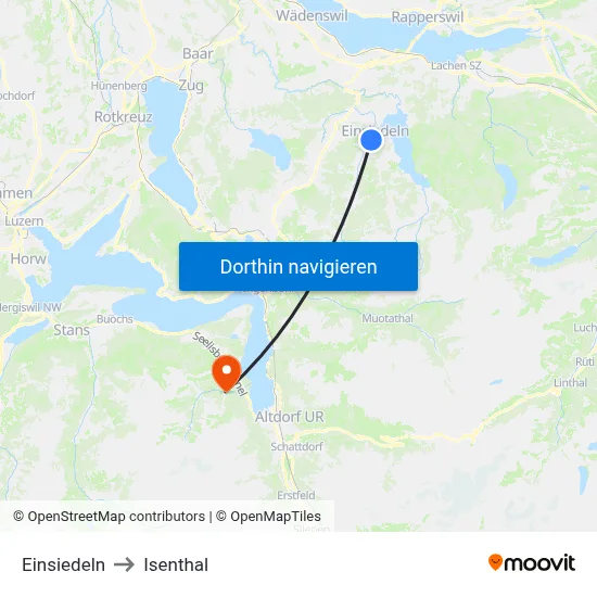 Einsiedeln to Isenthal map