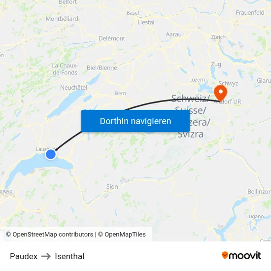 Paudex to Isenthal map