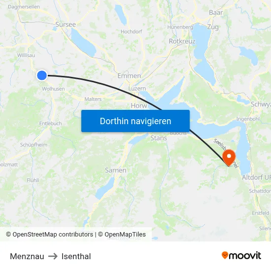 Menznau to Isenthal map