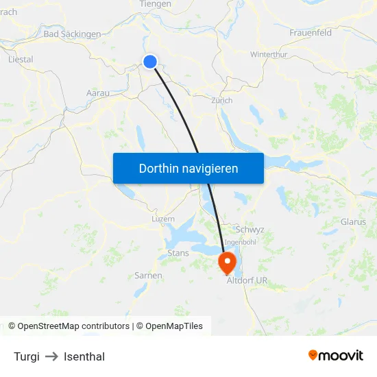 Turgi to Isenthal map