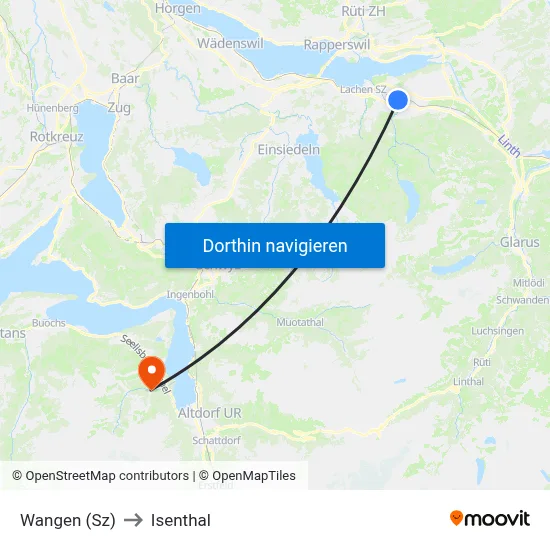 Wangen (Sz) to Isenthal map