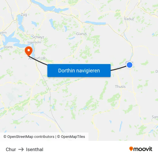 Chur to Isenthal map