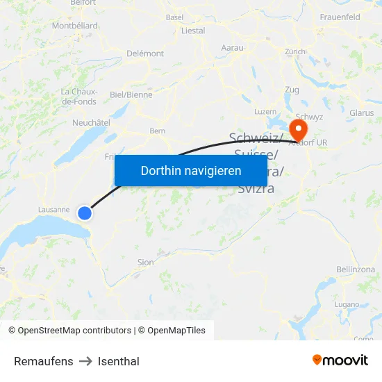 Remaufens to Isenthal map
