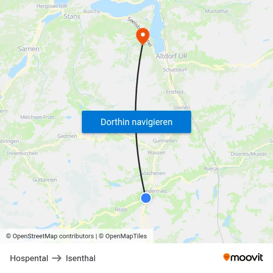 Hospental to Isenthal map