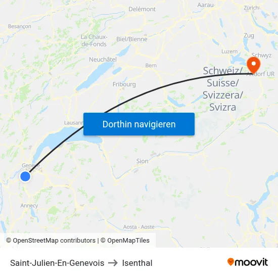 Saint-Julien-En-Genevois to Isenthal map