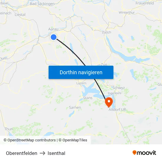 Oberentfelden to Isenthal map
