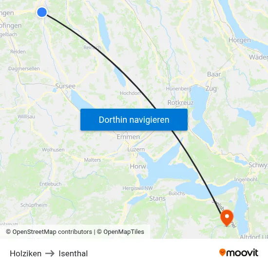 Holziken to Isenthal map