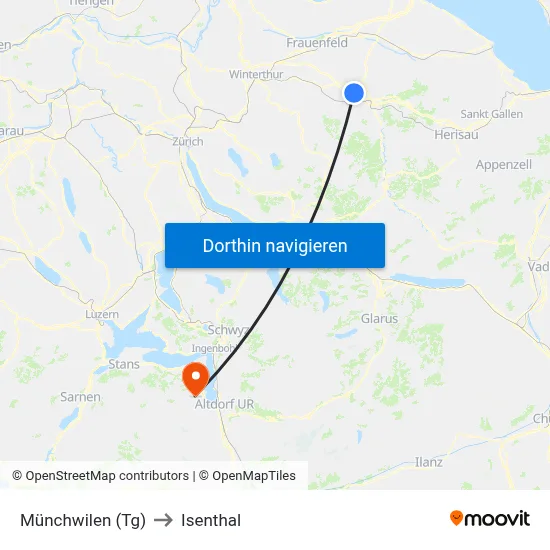 Münchwilen (Tg) to Isenthal map